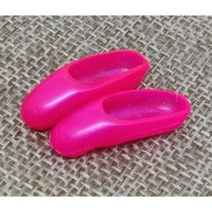 Vintage Barbie 1980s Skipper Shoes Flats Neon Pink Fashion Doll Ballet Slippers